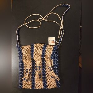 Raffia And Beaded Pocketbook NWT
